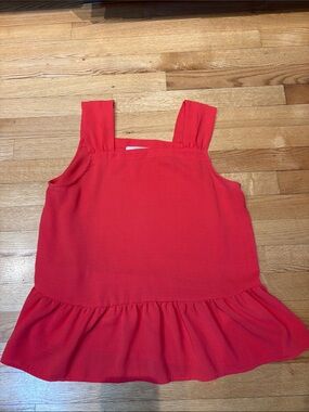 LOFT Coral Sleeveless Peplum Top Small